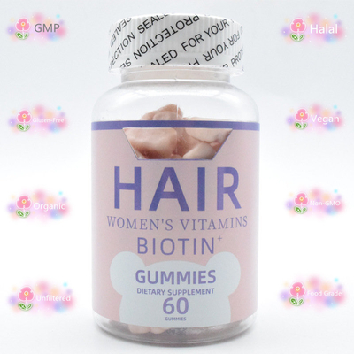 มังสวิรัติ Biotin Collagen Gummies GMP สำหรับผิวผม การเจริญเติบโตของเล็บ อาหารเสริมไบโอตินวิตามิน
